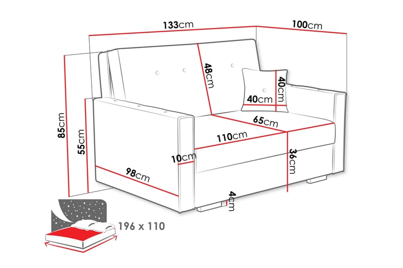 Ajiz Vuodesohva 2-istuttava Bouclé - Vaaleanpunainen - Huonekalut - Sohva - Vuodesohva