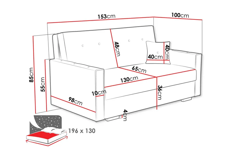 Ajiz Vuodesohva 3-istuttava Bouclé - Harmaa - Huonekalut - Sohva - Vuodesohva - 3 istuttava vuodesohva