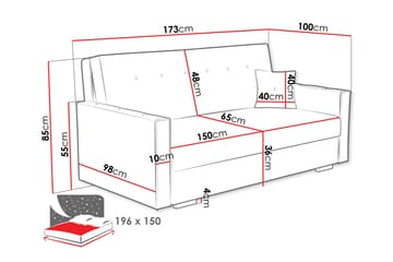 Ajiz Vuodesohva 3-istuttava Bouclé - Vaaleanpunainen - Huonekalut - Sohva - Vuodesohva - 3 istuttava vuodesohva