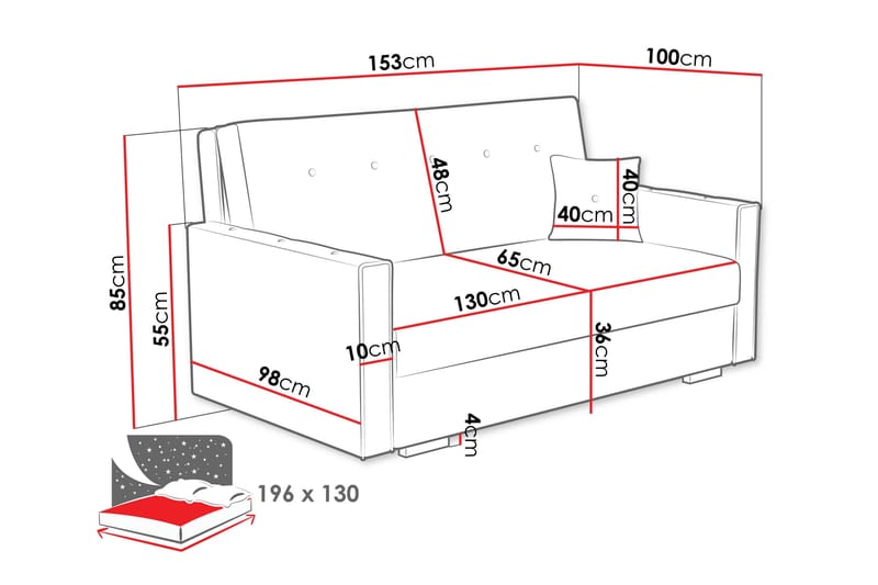 Ajiz Vuodesohva 3-istuttava Bouclé - Valkoinen - Huonekalut - Sohva - Vuodesohva - 3 istuttava vuodesohva