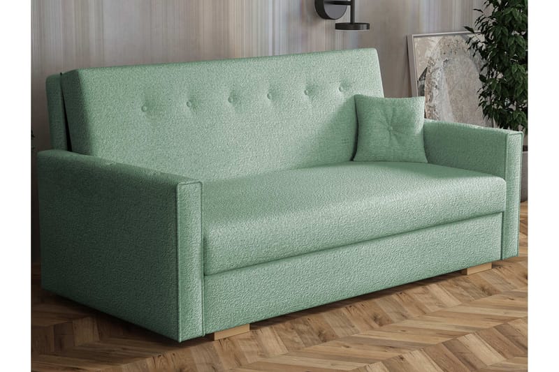 Ajiz Vuodesohva 3-istuttava Bouclé - Vihreä - Huonekalut - Sohva - Vuodesohva - 3 istuttava vuodesohva