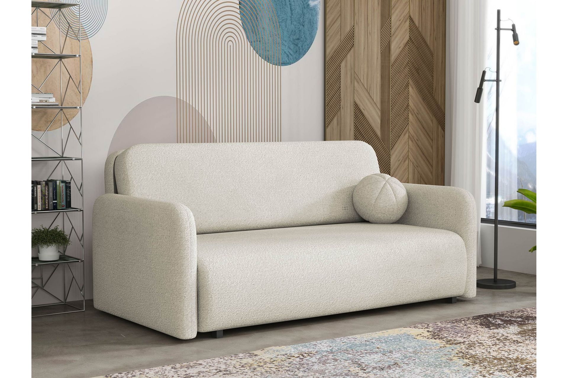Ajmeri Vuodesohva 3-istuttava Bouclé - Beige - Huonekalut - Sohva - Vuodesohva - 3 istuttava vuodesohva