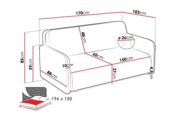 Ajmeri Vuodesohva 3-istuttava Bouclé - Harmaa - Huonekalut - Sohva - Vuodesohva - 3 istuttava vuodesohva