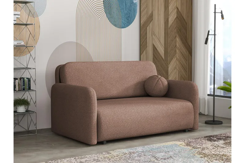 Ajmeri Vuodesohva 3-istuttava Bouclé - Vaaleanpunainen - Huonekalut - Sohva - Vuodesohva - 3 istuttava vuodesohva