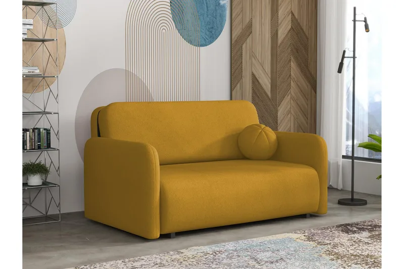 Ajmeri Vuodesohva 3-istuttava Plyysi, Keltainen