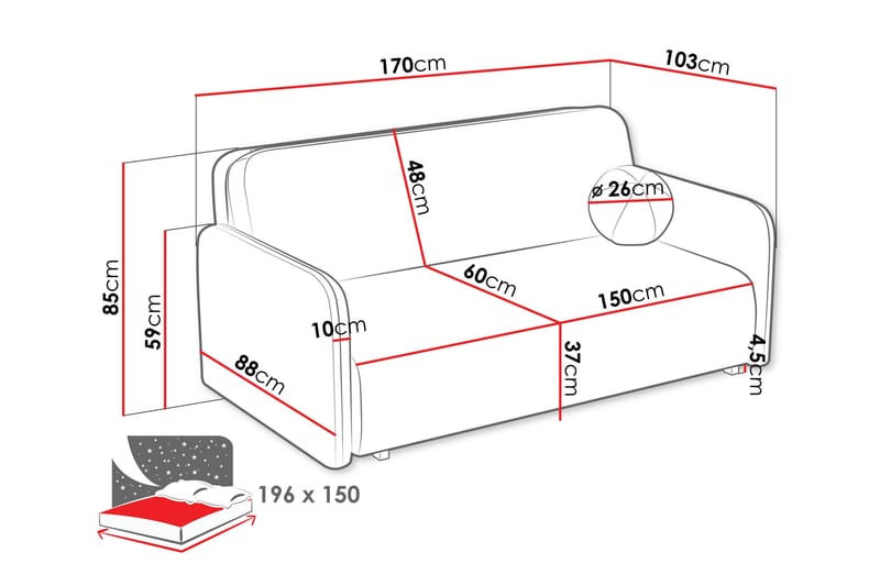 Ajmeri Vuodesohva 3-istuttava Plyysi - Beige - Huonekalut - Sohva - Vuodesohva - 3 istuttava vuodesohva