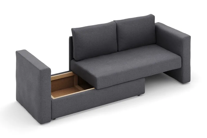 Alnaryd 2-3istuttava Sohva, jossa on Alaslaskettava Käsinoja - Harmaa - Huonekalut - Sohva - 2:n istuttava sohva