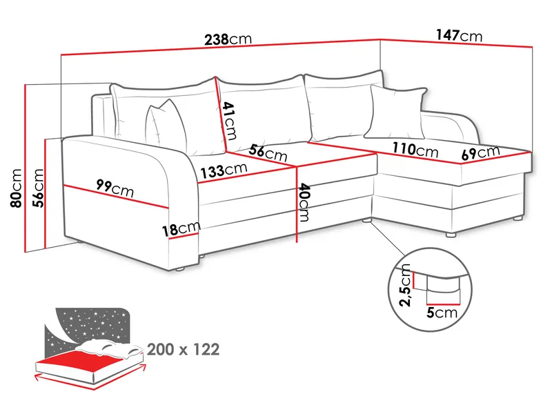 Alvared 3-istuttava Divaanisohva - Huonekalut - Sohva - Kulmasohva