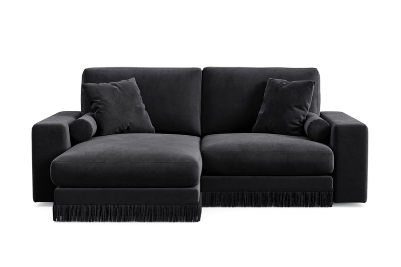 Arken Lyx 3-istuttava Käännettävä L-muotoinen Syvä Divaanisohva Sametista, Musta