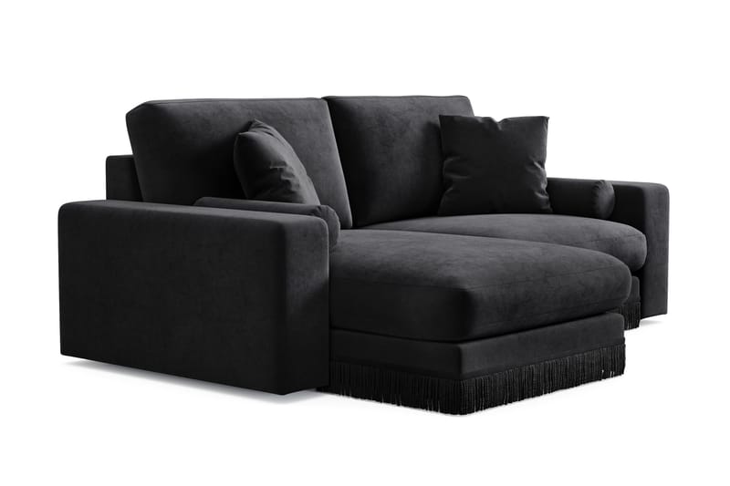 Arken Lyx 3-istuttava Käännettävä L-muotoinen Syvä Divaanisohva Sametista - Musta - Huonekalut - Sohva - Divaanisohva - 3 istuttava sohva divaanilla