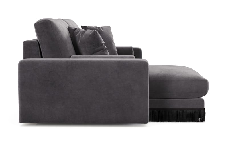 Arken Lyx 3-istuttava Käännettävä L-muotoinen Syvä Divaanisohva Sametista - Tummanharmaa - Huonekalut - Sohva - Divaanisohva - 3 istuttava sohva divaanilla