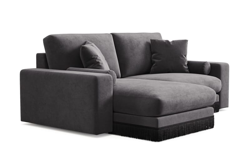 Arken Lyx 3-istuttava Käännettävä L-muotoinen Syvä Divaanisohva Sametista - Tummanharmaa - Huonekalut - Sohva - Divaanisohva - 3 istuttava sohva divaanilla