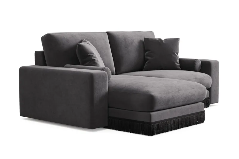 Arken Lyx 3-istuttava Käännettävä L-muotoinen Syvä Divaanisohva Sametista - Tummanharmaa - Huonekalut - Sohva - Divaanisohva - 3 istuttava sohva divaanilla