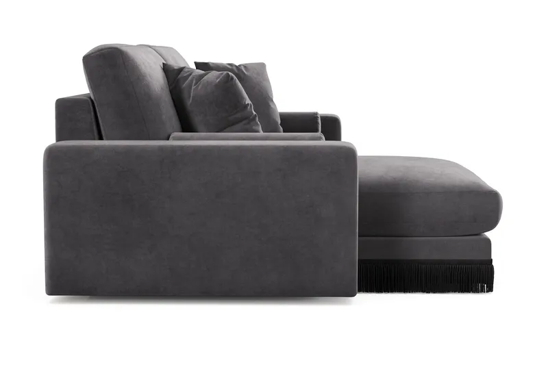 Arken Lyx 3-istuttava Käännettävä L-muotoinen Syvä Divaanisohva Sametista - Tummanharmaa - Huonekalut - Sohva - Divaanisohva - 3 istuttava sohva divaanilla