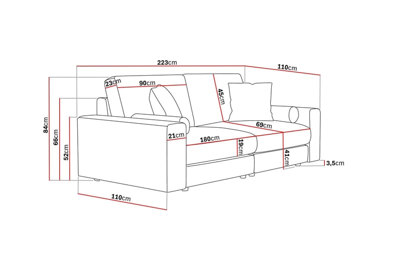 Arken Lyx 3-istuttava Syvä Manchestersohva - Greige - Huonekalut - Sohva - 3:n istuttava sohva
