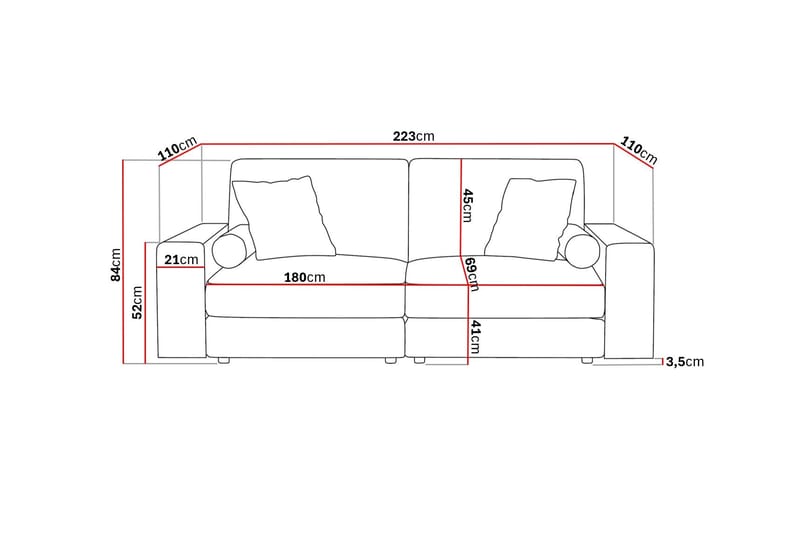 Arken Lyx 3-istuttava Syvä Manchestersohva - Greige - Huonekalut - Sohva - 3:n istuttava sohva
