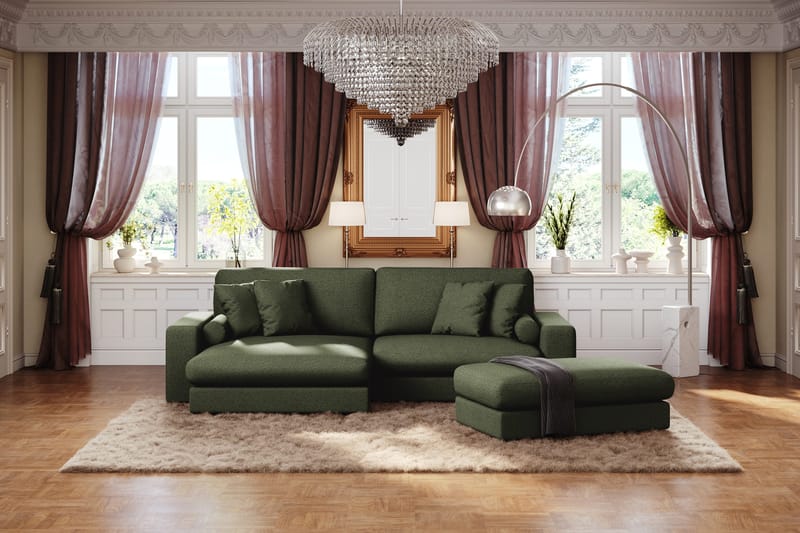 Arken Lyx 4-istuttava Käännettävä L-muotoinen Syvä Divaanisohva Kankaasta - Vihreä - Huonekalut - Sohva - Divaanisohva