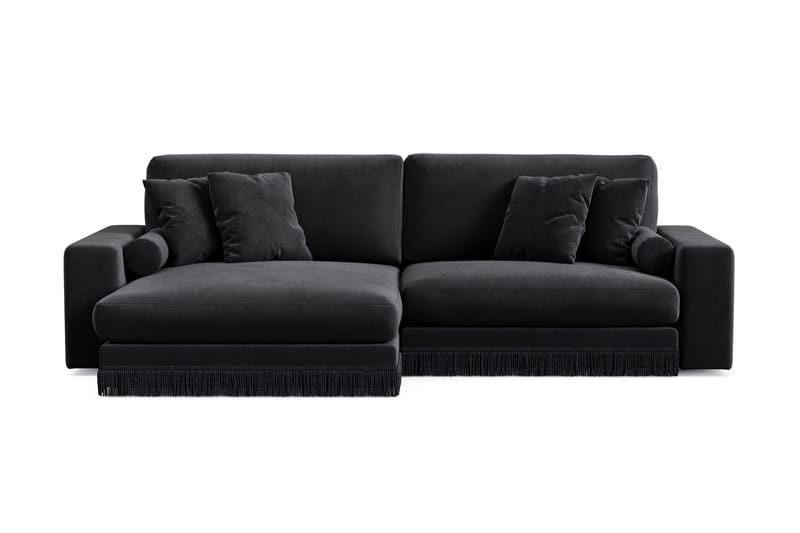 Arken Lyx 4-istuttava Käännettävä L-muotoinen Syvä Divaanisohva Sametista, Musta