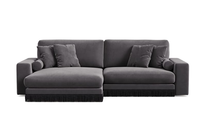 Arken Lyx 4-istuttava Käännettävä L-muotoinen Syvä Divaanisohva Sametista - Tummanharmaa - Huonekalut - Sohva - Divaanisohva