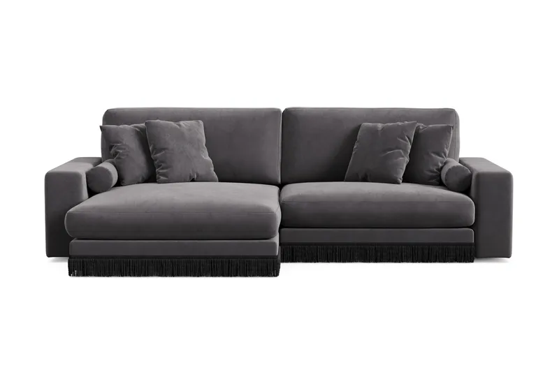 Arken Lyx 4-istuttava Käännettävä L-muotoinen Syvä Divaanisohva Sametista - Tummanharmaa - Huonekalut - Sohva - Divaanisohva