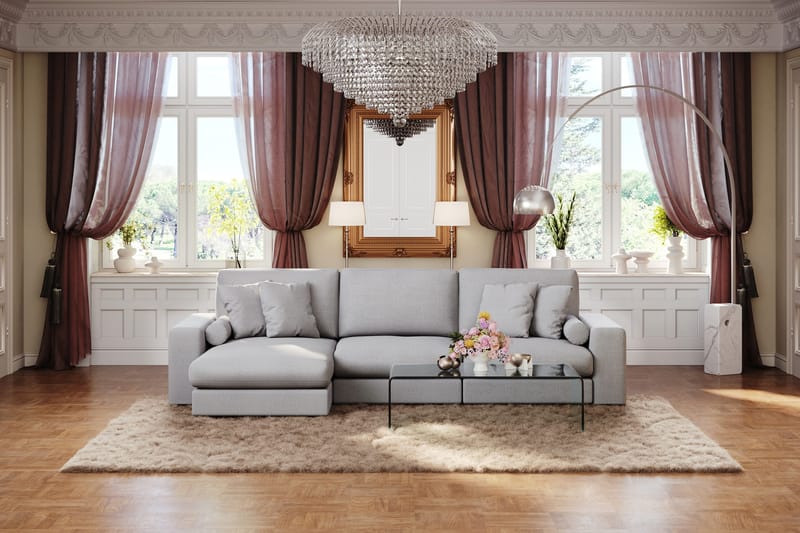 Arken Lyx 5-istuttava Käännettävä L-muotoinen Syvä Divaanisohva Kankaasta - Vaaleanharmaa - Huonekalut - Sohva - Divaanisohva