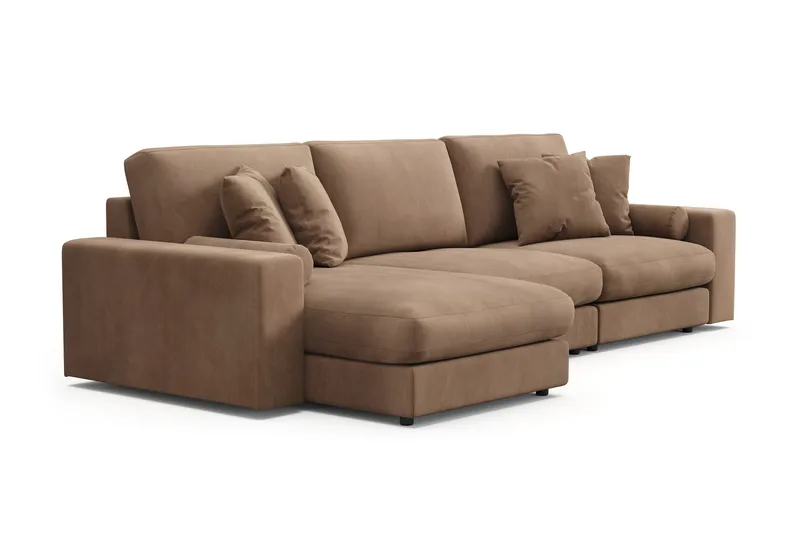 Arken Lyx 5-istuttava Käännettävä L-muotoinen Syvä Divaanisohva Manchester - Ruskea - Huonekalut - Sohva - Divaanisohva