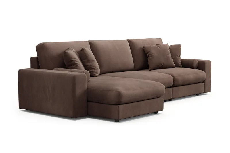 Arken Lyx 5-istuttava Käännettävä L-muotoinen Syvä Divaanisohva Manchester - Ruskea - Huonekalut - Sohva - Divaanisohva