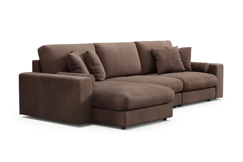 Arken Lyx 5-istuttava Käännettävä L-muotoinen Syvä Divaanisohva Manchester - Ruskea - Huonekalut - Sohva - Divaanisohva