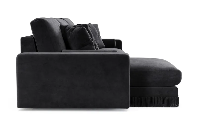 Arken Lyx 5-istuttava Käännettävä L-muotoinen Syvä Divaanisohva Sametista - Musta - Huonekalut - Sohva - Divaanisohva