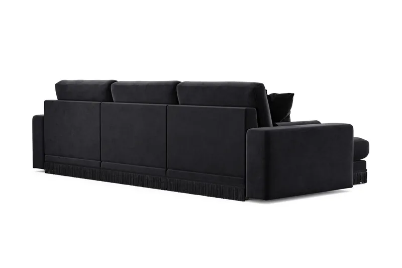 Arken Lyx 5-istuttava Käännettävä L-muotoinen Syvä Divaanisohva Sametista - Musta - Huonekalut - Sohva - Divaanisohva