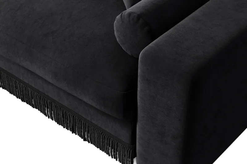 Arken Lyx 5-istuttava Käännettävä L-muotoinen Syvä Divaanisohva Sametista - Musta - Huonekalut - Sohva - Divaanisohva