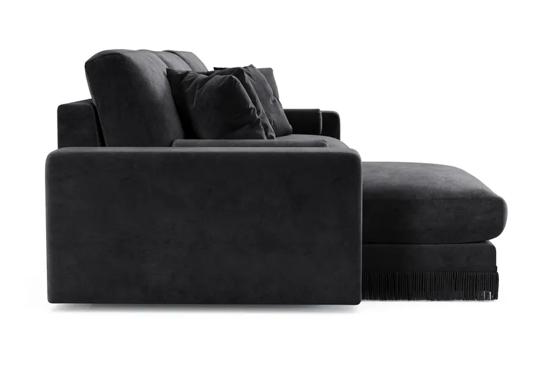 Arken Lyx 5-istuttava Käännettävä L-muotoinen Syvä Divaanisohva Sametista - Musta - Huonekalut - Sohva - Divaanisohva