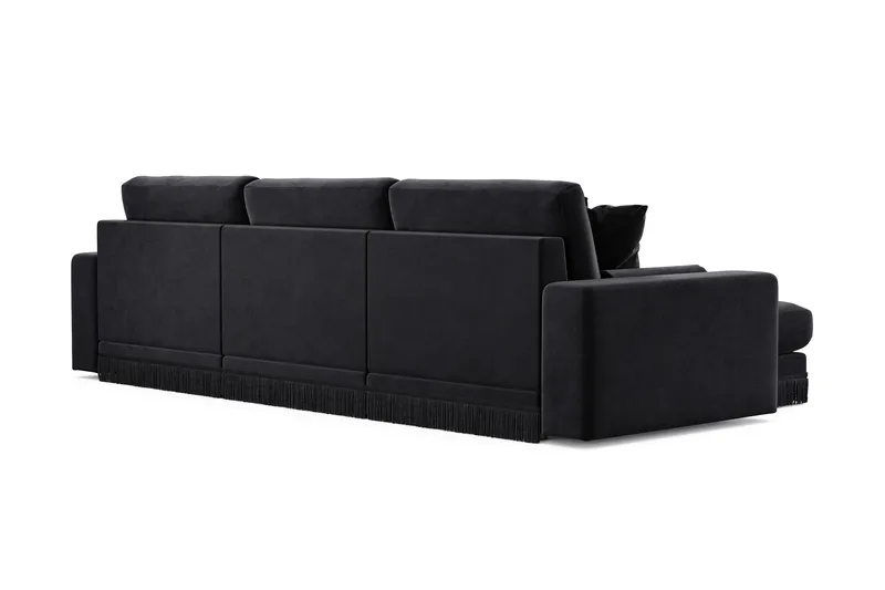 Arken Lyx 5-istuttava Käännettävä L-muotoinen Syvä Divaanisohva Sametista - Musta - Huonekalut - Sohva - Divaanisohva