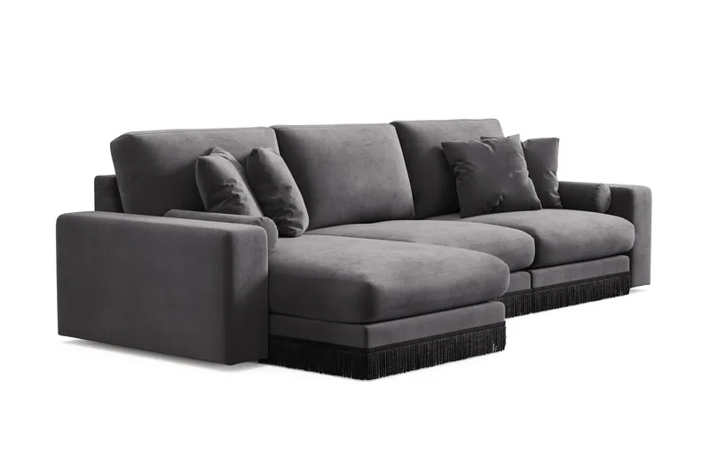 Arken Lyx 5-istuttava Käännettävä L-muotoinen Syvä Divaanisohva Sametista - Tummanharmaa - Huonekalut - Sohva - Divaanisohva
