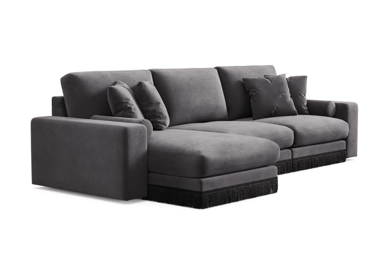 Arken Lyx 5-istuttava Käännettävä L-muotoinen Syvä Divaanisohva Sametista - Tummanharmaa - Huonekalut - Sohva - Divaanisohva