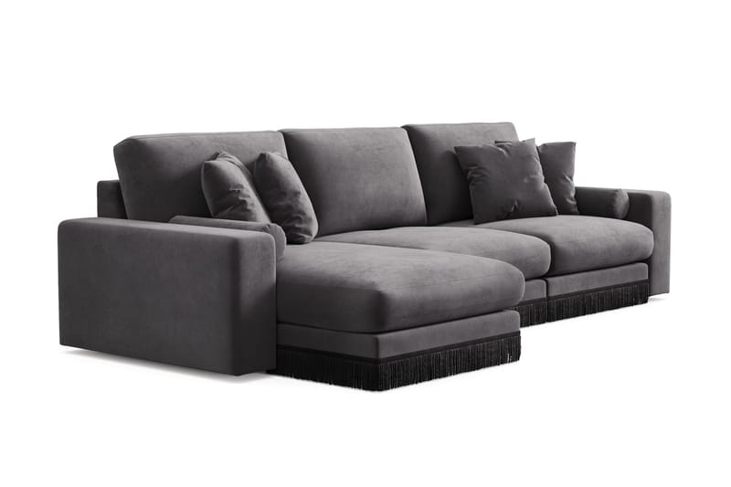 Arken Lyx 5-istuttava Käännettävä L-muotoinen Syvä Divaanisohva Sametista - Tummanharmaa - Huonekalut - Sohva - Divaanisohva
