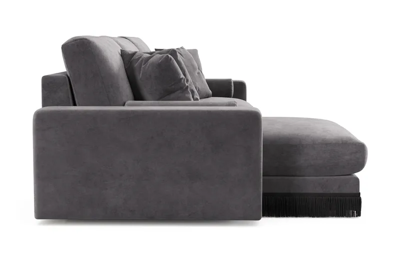 Arken Lyx 5-istuttava Käännettävä L-muotoinen Syvä Divaanisohva Sametista - Tummanharmaa - Huonekalut - Sohva - Divaanisohva