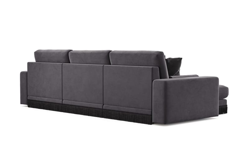 Arken Lyx 5-istuttava Käännettävä L-muotoinen Syvä Divaanisohva Sametista - Tummanharmaa - Huonekalut - Sohva - Divaanisohva