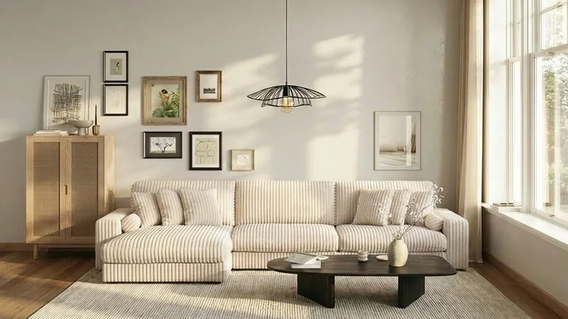 Arken Lyx 6-istuttava Käännettävä L-muotoinen Syvä Divaanisohva Manchester - Beige - Huonekalut - Sohva - Divaanisohva