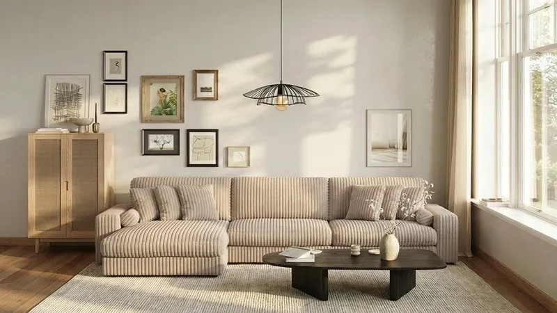 Arken Lyx 6-istuttava Käännettävä L-muotoinen Syvä Divaanisohva Manchester - Greige - Huonekalut - Sohva - Divaanisohva