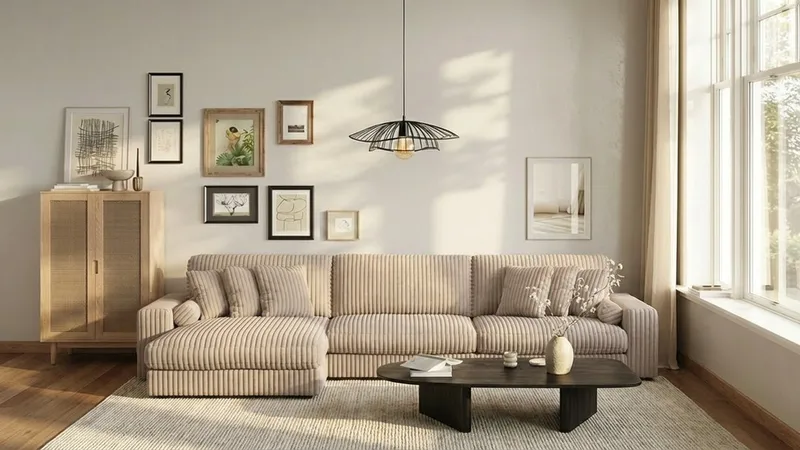 Arken Lyx 6-istuttava Käännettävä L-muotoinen Syvä Divaanisohva Manchester - Greige - Huonekalut - Sohva - Divaanisohva