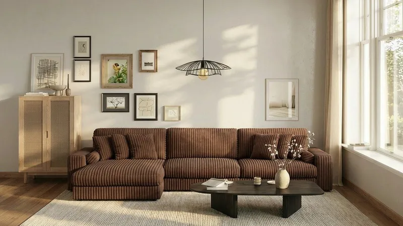 Arken Lyx 6-istuttava Käännettävä L-muotoinen Syvä Divaanisohva Manchester - Tummanruskea - Huonekalut - Sohva - Divaanisohva