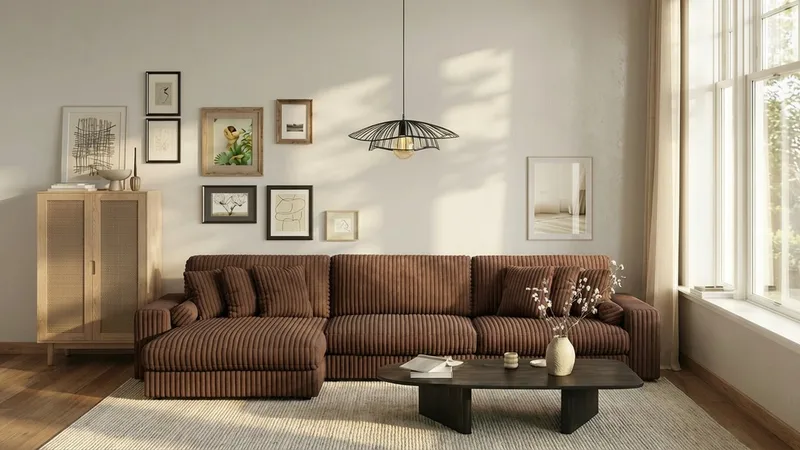 Arken Lyx 6-istuttava Käännettävä L-muotoinen Syvä Divaanisohva Manchester - Tummanruskea - Huonekalut - Sohva - Divaanisohva