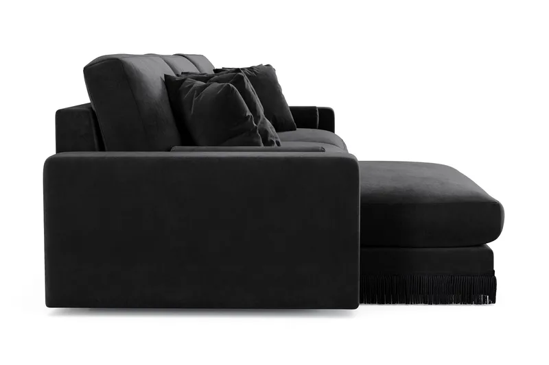 Arken Lyx 6-istuttava Käännettävä L-muotoinen Syvä Divaanisohva Sametista - Musta - Huonekalut - Sohva - Divaanisohva