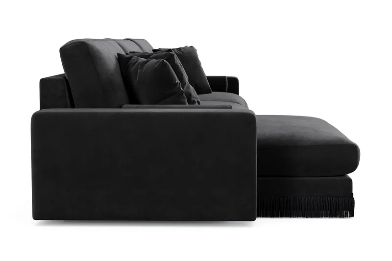 Arken Lyx 6-istuttava Käännettävä L-muotoinen Syvä Divaanisohva Sametista - Musta - Huonekalut - Sohva - Divaanisohva