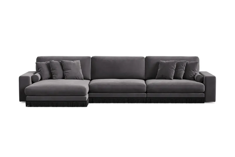 Arken Lyx 6-istuttava Käännettävä L-muotoinen Syvä Divaanisohva Sametista - Tummanharmaa - Huonekalut - Sohva - Divaanisohva