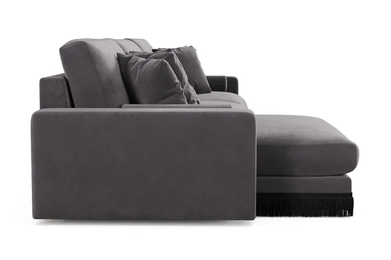 Arken Lyx 6-istuttava Käännettävä L-muotoinen Syvä Divaanisohva Sametista - Tummanharmaa - Huonekalut - Sohva - Divaanisohva