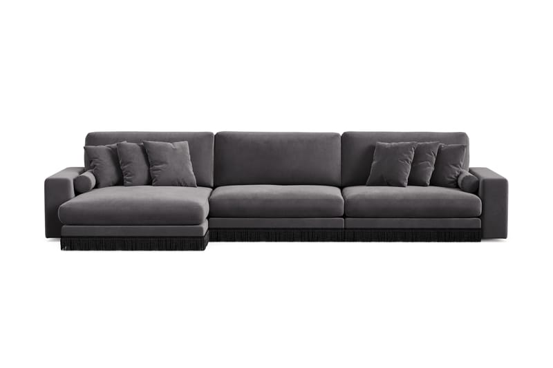 Arken Lyx 6-istuttava Käännettävä L-muotoinen Syvä Divaanisohva Sametista - Tummanharmaa - Huonekalut - Sohva - Divaanisohva