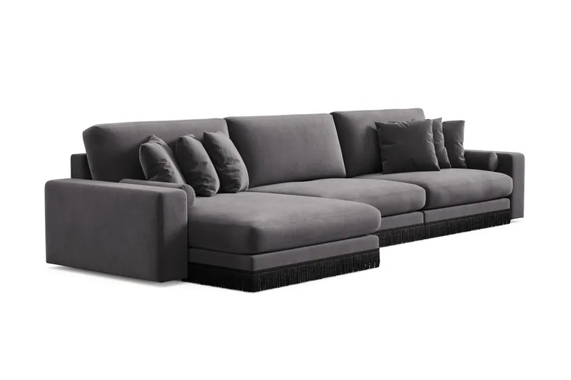 Arken Lyx 6-istuttava Käännettävä L-muotoinen Syvä Divaanisohva Sametista - Tummanharmaa - Huonekalut - Sohva - Divaanisohva