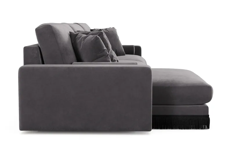 Arken Lyx 6-istuttava Käännettävä L-muotoinen Syvä Divaanisohva Sametista - Tummanharmaa - Huonekalut - Sohva - Divaanisohva